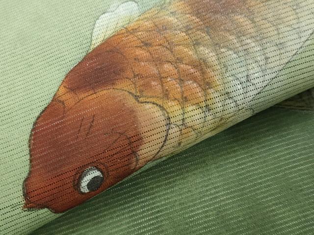 平和屋着物＊夏物　黒留袖　絽　作家物　手描き　鯉　暈し染め　AABK2891st