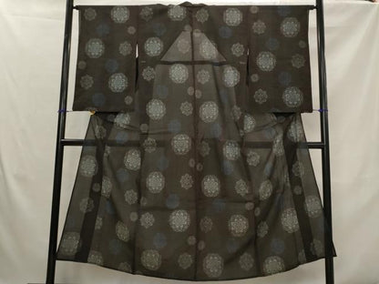 平和屋着物＊夏物　本場大島紬　夏大島　割り込み絣　舞花文　正絹　逸品　AABK2895st