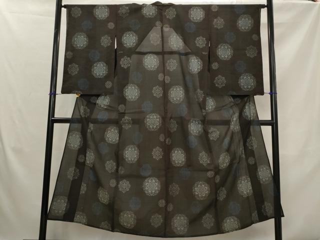 平和屋着物＊夏物　本場大島紬　夏大島　割り込み絣　舞花文　正絹　逸品　AABK2895st