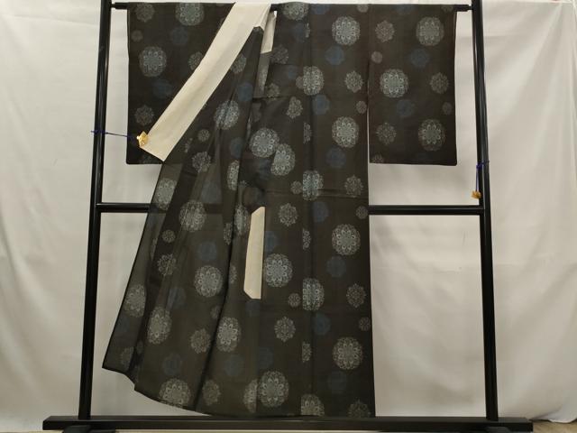 平和屋着物＊夏物　本場大島紬　夏大島　割り込み絣　舞花文　正絹　逸品　AABK2895st