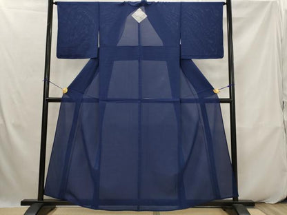 平和屋着物＊夏物　色無地　絽　紺青色　正絹　逸品　未使用　AABK2896st