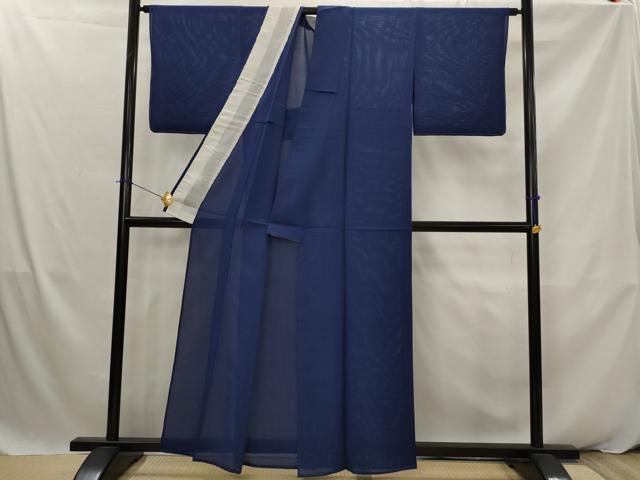 平和屋着物＊夏物　色無地　絽　紺青色　正絹　逸品　未使用　AABK2896st
