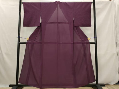 平和屋着物＊夏物　色無地　絽　暗紅色　正絹　逸品　AABK2900st