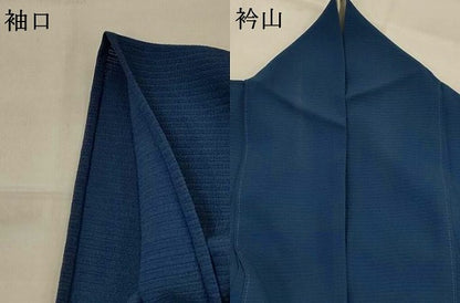 平和屋着物＊夏物　色無地　絽縮緬　作家物　深縹色　正絹　逸品　AABK2903st