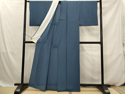 平和屋着物＊夏物　色無地　絽縮緬　作家物　深縹色　正絹　逸品　AABK2903st
