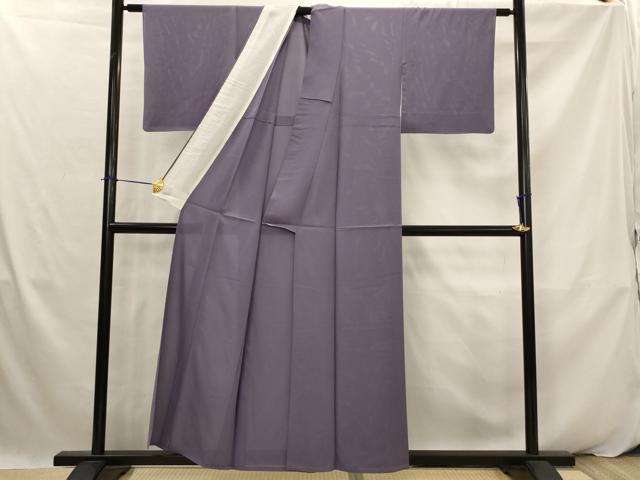 平和屋着物＊夏物　色無地　絽　濃鼠色　反端付き　正絹　逸品　AABK2907st