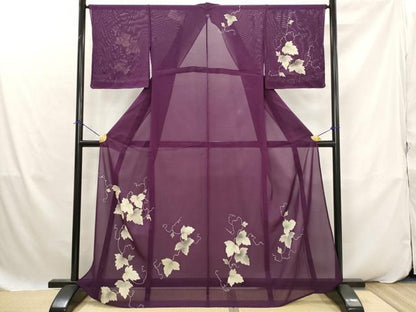 平和屋着物＊夏物　訪問着　絽　手描き　蔦の葉文　正絹　逸品　AABK2913st