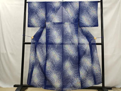平和屋着物＊夏物　小紋　絽　草花文　洗える着物　AABK2914st