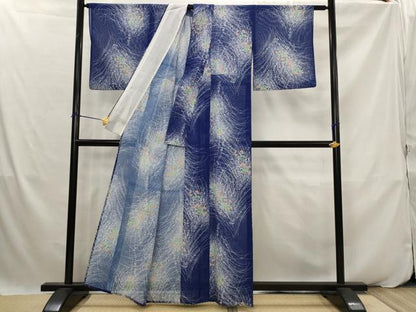 平和屋着物＊夏物　小紋　絽　草花文　洗える着物　AABK2914st