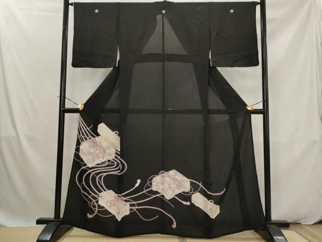 平和屋着物＊夏物　黒留袖　絽　駒刺繍　文箱花文　正絹　逸品　AABK2919st