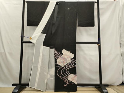 平和屋着物＊夏物　黒留袖　絽　駒刺繍　文箱花文　正絹　逸品　AABK2919st