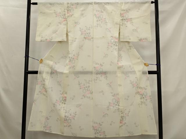 平和屋着物＊夏物　小紋　紗　草花文　洗える着物　AABK2920st