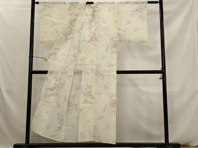 平和屋着物＊夏物　小紋　紗　草花文　洗える着物　AABK2920st