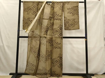 平和屋着物＊夏物　紗紬　花菱文　正絹　逸品　AABK2923st