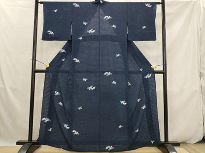 平和屋着物＊夏物　小紋　絽縮緬　蟹　洗える着物　AABK2929st