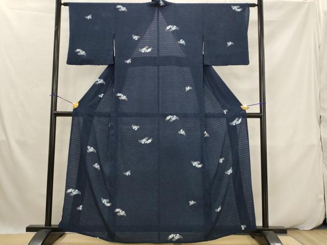 平和屋着物＊夏物　小紋　絽縮緬　蟹　洗える着物　AABK2929st
