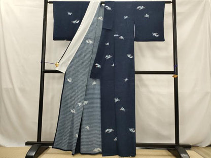 平和屋着物＊夏物　小紋　絽縮緬　蟹　洗える着物　AABK2929st
