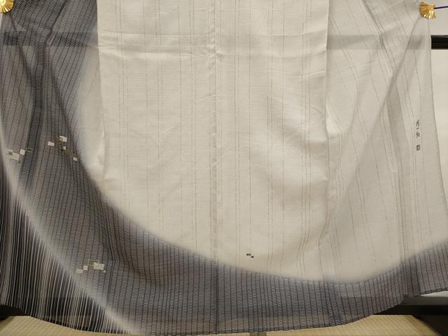 平和屋着物＊夏物　訪問着　夏大島　吉川周一郎　縦絽　色紙重ね文　暈し染め　金彩　正絹　逸品　AABK2931st