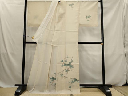 平和屋着物＊夏物　訪問着　紗　瓢箪蔦の葉文　さんび謹製　ロング丈　洗える着物　AABK2935st