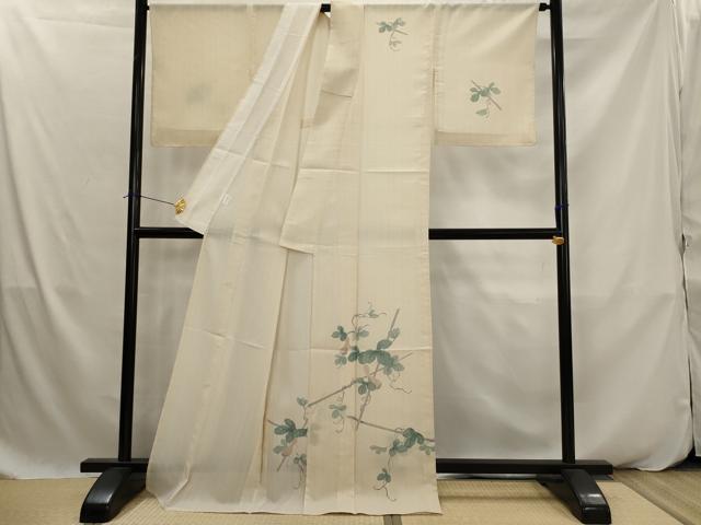 平和屋着物＊夏物　訪問着　紗　瓢箪蔦の葉文　さんび謹製　ロング丈　洗える着物　AABK2935st