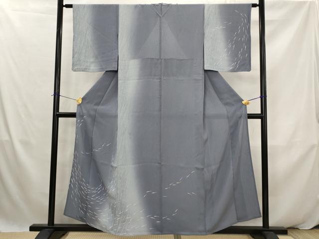 平和屋着物＊夏物　訪問着　縦絽　メダカ　暈し染め　正絹　逸品　AABK2936st
