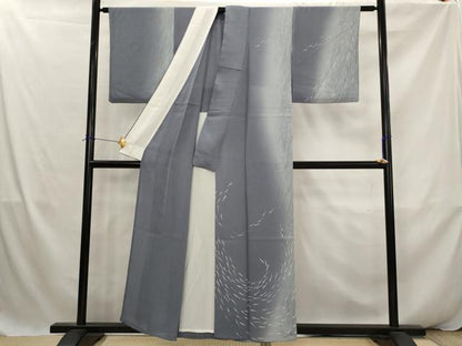 平和屋着物＊夏物　訪問着　縦絽　メダカ　暈し染め　正絹　逸品　AABK2936st