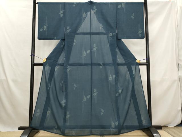 平和屋着物＊夏物　小紋　紗　舞葉文　洗える着物　AABK2937st