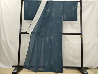 平和屋着物＊夏物　小紋　紗　舞葉文　洗える着物　AABK2937st