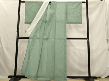 平和屋着物＊夏物　色無地　絽　薄青色　洗える着物　AABK2939st
