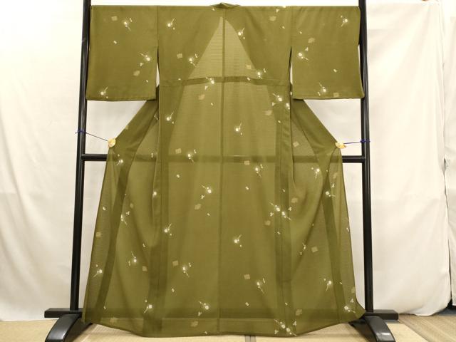 平和屋着物＊夏物　小紋　絽　舞花文　金彩　洗える着物　AABK2940st