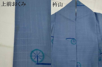 平和屋着物＊夏物　小紋　紗　糸車　糸巻　洗える着物　AABK2941st