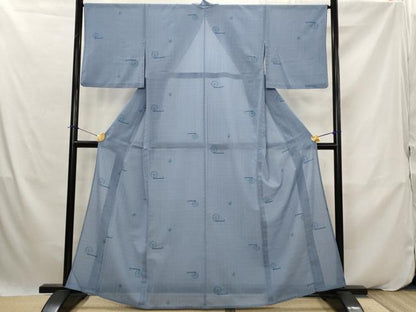 平和屋着物＊夏物　小紋　紗　糸車　糸巻　洗える着物　AABK2941st
