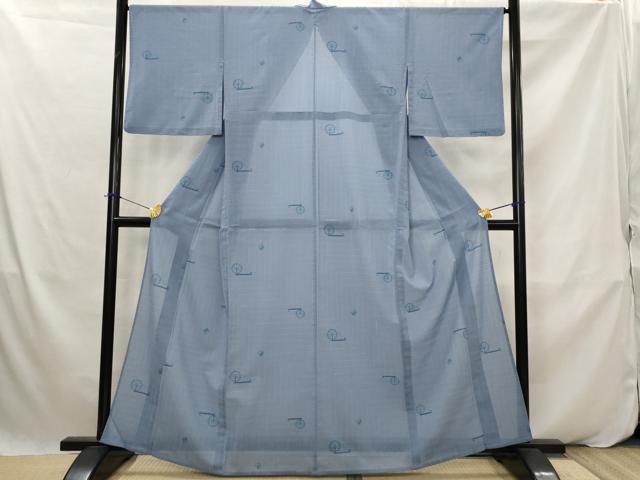 平和屋着物＊夏物　小紋　紗　糸車　糸巻　洗える着物　AABK2941st