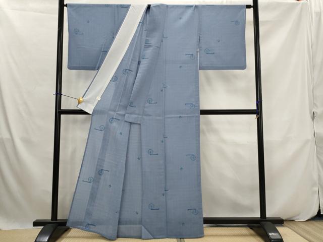 平和屋着物＊夏物　小紋　紗　糸車　糸巻　洗える着物　AABK2941st