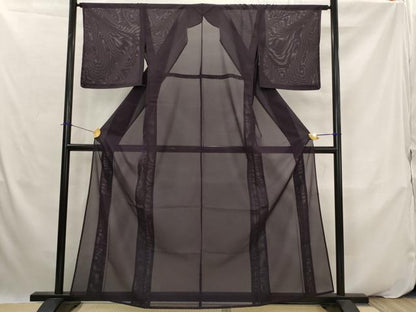 平和屋着物＊夏物　色無地　絽　黒紅色　洗える着物　未使用　AABK2942st