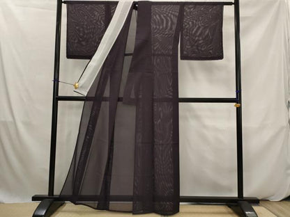 平和屋着物＊夏物　色無地　絽　黒紅色　洗える着物　未使用　AABK2942st