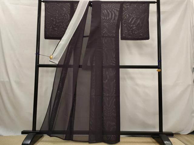 平和屋着物＊夏物　色無地　絽　黒紅色　洗える着物　未使用　AABK2942st