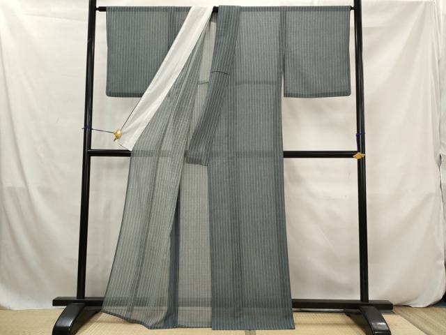 平和屋着物＊夏物　小紋　紗　縞　洗える着物　AABK2950st