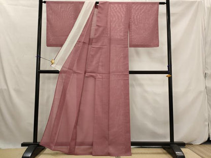 平和屋着物＊夏物　色無地　絽　芝紋紗　蘇芳香色　洗える着物　未使用　AABK2953st