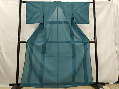 平和屋着物＊夏物　色無地　絽　御召茶色　洗える着物　AABK2955st