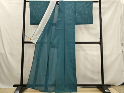 平和屋着物＊夏物　色無地　絽　御召茶色　洗える着物　AABK2955st