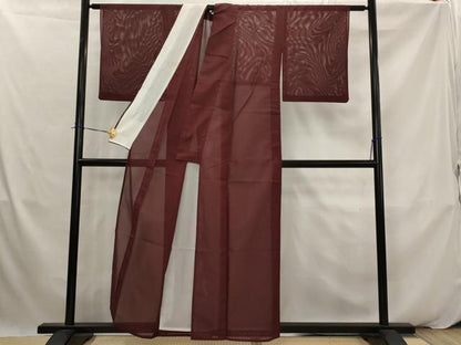 平和屋着物＊夏物　色無地　絽　葡萄茶色　洗える着物　AABK2958st