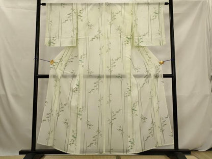 平和屋着物＊夏物　小紋　絽　笹竹文　洗える着物　AABK2962st