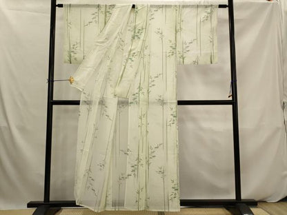 平和屋着物＊夏物　小紋　絽　笹竹文　洗える着物　AABK2962st