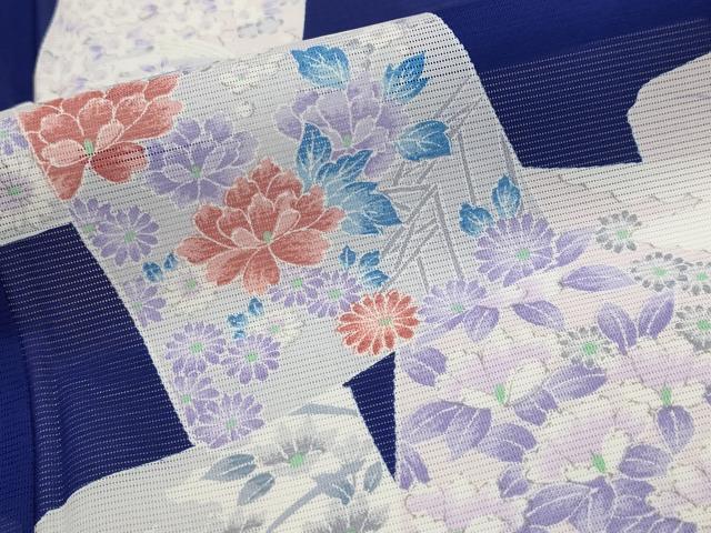 平和屋着物＊夏物　訪問着　絽　色紙重ね花文　洗える着物　未使用　AABK2968st