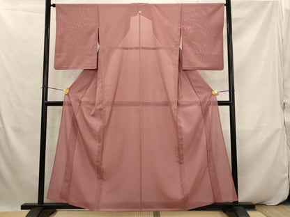 平和屋着物＊夏物　色無地　絽　蘇芳香色　洗える着物　AABK2969st