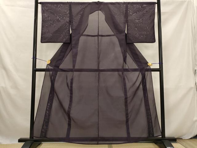 平和屋着物＊夏物　色無地　絽　黒紅色　洗える着物　AABK2971st