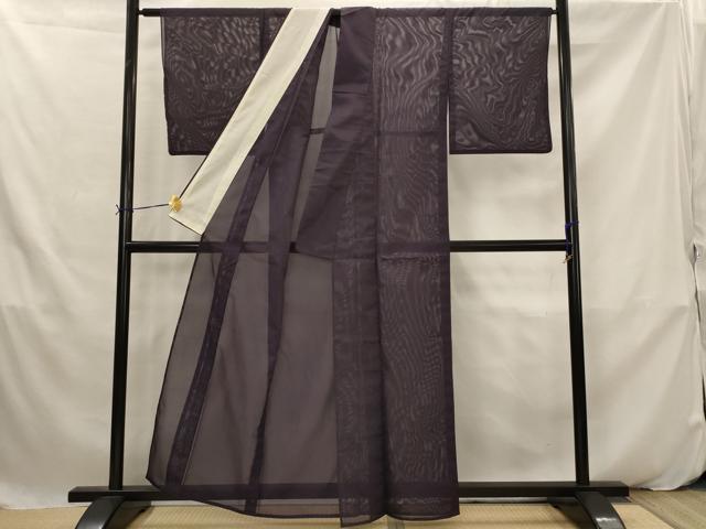 平和屋着物＊夏物　色無地　絽　黒紅色　洗える着物　AABK2971st