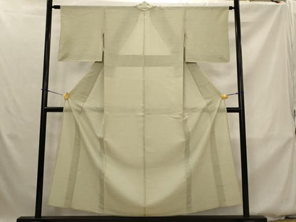 平和屋着物＊夏物　色無地　絽　幾何学紋紗　白橡色　正絹　逸品　AABK2975st
