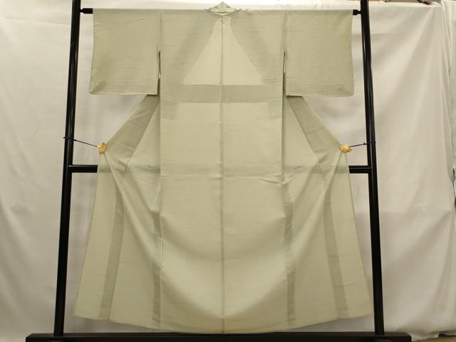 平和屋着物＊夏物　色無地　絽　幾何学紋紗　白橡色　正絹　逸品　AABK2975st